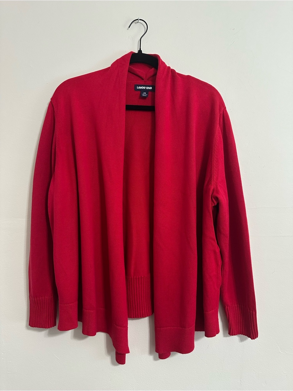 Lands’ End 2X Red Open Front Cardigan Cotton Modal Plus Size 20W 22W